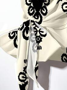 SHEIN Clasi Women's Tie Bow Blouse And Straight Leg Pants 2 Pieces Set, Women's Summer Outfit, Pants Suit, Mom Outfit - Multicolor - View 5