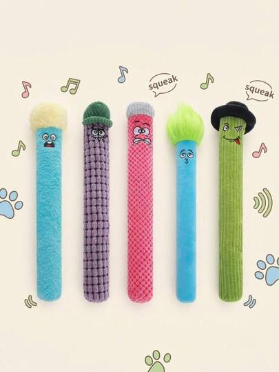 PETSIN Long Strip Monster Multi-Color Funny Plush Dog Toy, Containing BB Barking Sound, Interactive Play For Dogs
