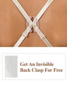 DesireSculpt 1pc Women's Underwire Casual Comfortable Gather Zipper Front Closure Bra With Adjustable Straps - Apricot - View 6