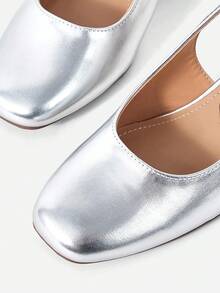 Sleekvia 女士方跟粗跟经典高跟鞋 - 銀色 - 查看 4