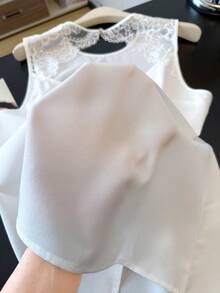 Franclia Women's Elegant White Camisole, Contrast Lace Back, Hollow Tie Design, Suitable For Commuting, Vacation And Outings - White - View 7