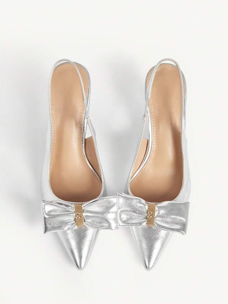 CUCCOO CHICEST Women's Fashionable Elegant Bow Decor Pointed Toe Pumps Summer Shoes Wedding Shoes Bride Shoes