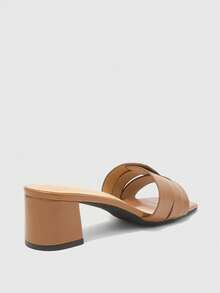 CUCCOO BIZCHIC Sandal Hak Tinggi Wanita Warna Cokelat dengan Tali Silang, Sandal Hak Tinggi Nyaman dengan Ujung Persegi, Gaya Sandal untuk Perjalanan Musim Panas - Coklat - View 9
