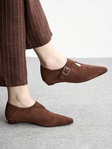 CUCCOO BIZCHIC French Retro Square Toe High Vamp Lace-Up Shoes Women's Spring New Leather Thick Heel Grandma Shoes Commuting Versatile Small Leather Shoes Spring Shoes - Coffee Brown - View 1