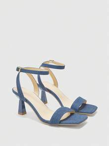 CUCCOO BIZCHIC Giày sandal đế dày màu xanh dương đơn giản dành cho nữ, giày công sở đa năng, phù hợp cho việc đi làm hàng ngày. - Màu jean - Xem 7