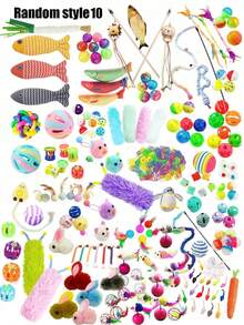 PETSIN 1/3/5/15/20 必备猫玩具，猫铃铛球，磨牙玩具，剑麻球玩具，逗猫棒，铃铛发声玩具，猫老鼠，猫玩具，宠物用品，生日礼物，宠物玩具套装 - 彩色 - 查看 22