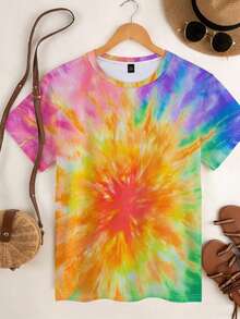 EMERY ROSE 女士加大码扎染休闲圆领短袖T恤，春夏款 - 彩色 - 查看 3