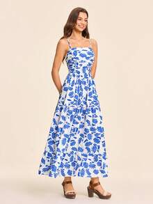 Coeurva Women's Printed Dress, Suitable For Spring/Summer Vacation,Summer Dresses For Women - Blue and White - View 5