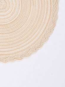 1/6/12PCS Bohemian Woven Round Placemats Solid Braided Edge Non-Slip Table Mats For Kitchen Dining Room Bowl Plate Coasters Holiday Party Birthday Wedding Home Decor Slight Color Variation - Beige - View 6