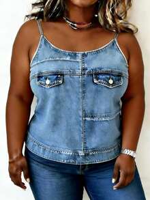 EMERY ROSE Áo camisole dáng rộng chất liệu denim - Nhiều màu - Xem 3