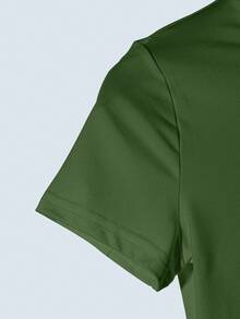 Casual Solid Color Fitted Cropped T-Shirt - Green - View 4