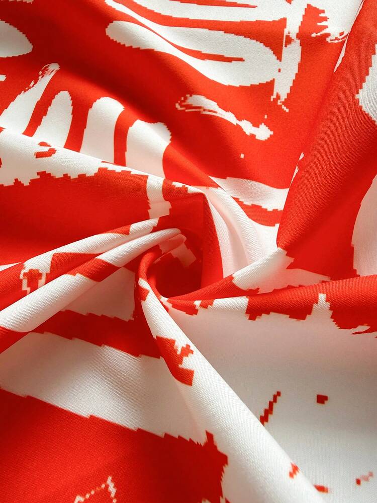 Maweii Robe imprimée décontractée à manches courtes mode grande taille pour le port de tous les jours - Orange - Voir 7