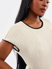 Radiana 大码女式休闲拼接滚边层叠下摆复古优雅迷你连衣裙，适合都市、休闲、日常穿着，百搭性感，适合办公室女郎、娇媚风情、邮轮度假、通勤、商务、复古、怀旧、派对、度假、外出、复古风、层次丰富、约会之夜、聚会、极简主义、生日、正式场合、辣妹风、伊比沙岛、纳什维尔、假期、端庄、时尚、休闲、购物、街头风、外出，凸显身材，修饰身形 - 杏色 - 查看 8