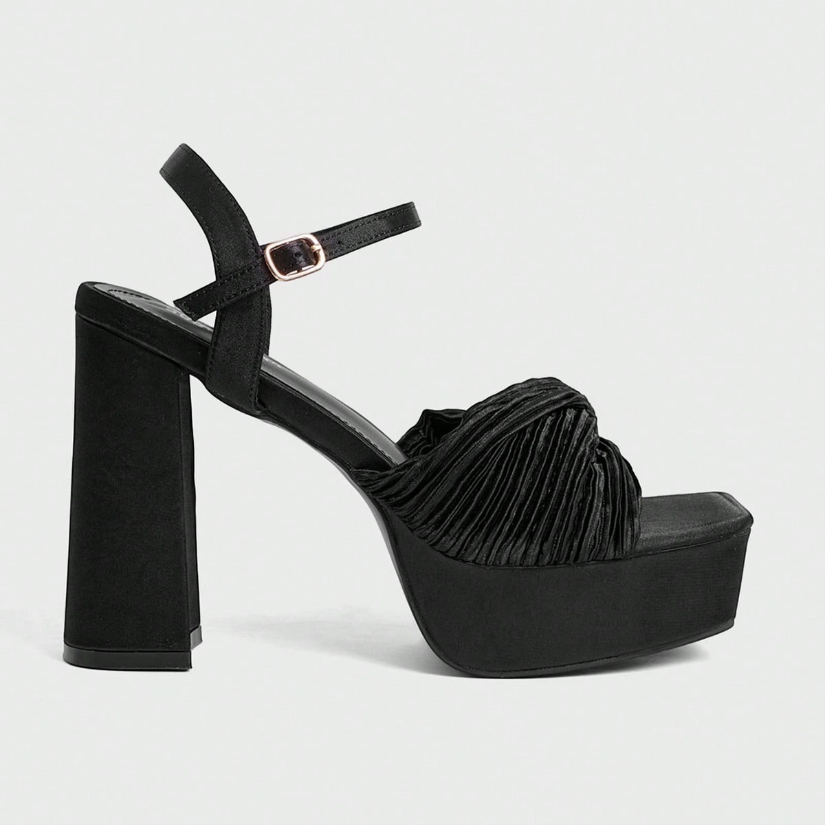 Sandalias de mujer con tacón grueso, puntera cuadrada y abierta, con nudo y hebilla en el tobillo, de estilo retro, cómodas y versátiles para uso d