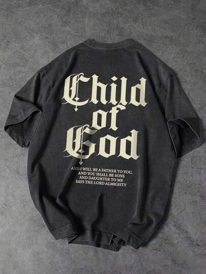 Manfinity EMRG 男士休闲标语印花短袖T恤，夏季