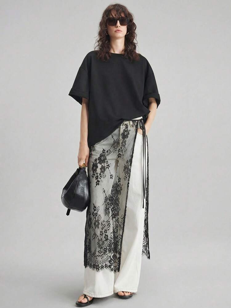 2026SS New Lace Tie-Waist Skirt For Women, Fashionable, Minimalist Design, Suitable For Urban Commute, Business, Casual, Party, Wedding Guest, Tea Party, Independence Day, Office Wear, Back To School, Versatile