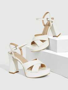 CUCCOO SZL Sexy Nightclub Simple And Generous Fashion Versatile Casual Workplace Commuter Women High Heels Sandals Spring Shoes Prom Heels Summer Shoes - White - View 3