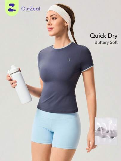 OutZeal Women Sports Tee Daily Casual Summer Quick Dry Buttery Soft Short Sleeve Round Neck Active Tops
