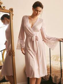 Côtesoire Halat elegant francez la modă, din dantelă lejeră, roz, versatil pentru purtare pe tot parcursul anului - Caisă - Vizualizare 6