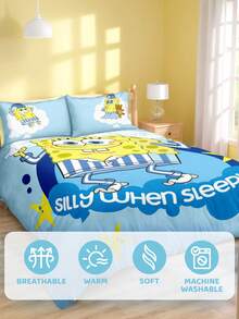 SpongeBob SquarePants | SHEIN 这款三件套印花睡衣被套采用柔软保暖的磨毛面料制成。蓝色被套有多种尺寸可选，适用于单人床、双人床、特大号床和加大号床。 - 混色 - 查看 5