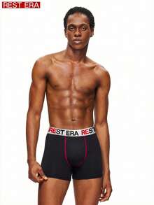 SHEIN 3条装 男士字母印花休闲日常平角内裤 - 彩色 - 查看 4