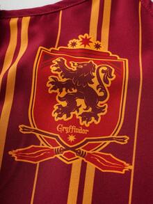 HARRY POTTER X SHEIN 女士吊带条纹无袖休闲舒适透气睡衣套装 - 酒紅色 - 查看 7