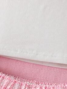 SHEIN Elladie kids 3件套少女粉色西装外套、吊带背心和短裤套装，正式休闲优雅夏季服装 - 粉色 - 查看 4
