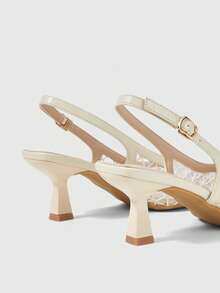 Sleekvia Sepatu Hak Tinggi Wanita Terbaru dengan Ujung Lancip, Hak Stiletto, Tali Belakang, Desain Jala, Sederhana, Nyaman, Serbaguna, Sepatu Kerja Elegan - Chantilly - View 5