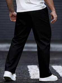 EGENSIO Quần nam in chữ, cạp chun có túi, kiểu dáng thường ngày. - màu đen - Xem 3