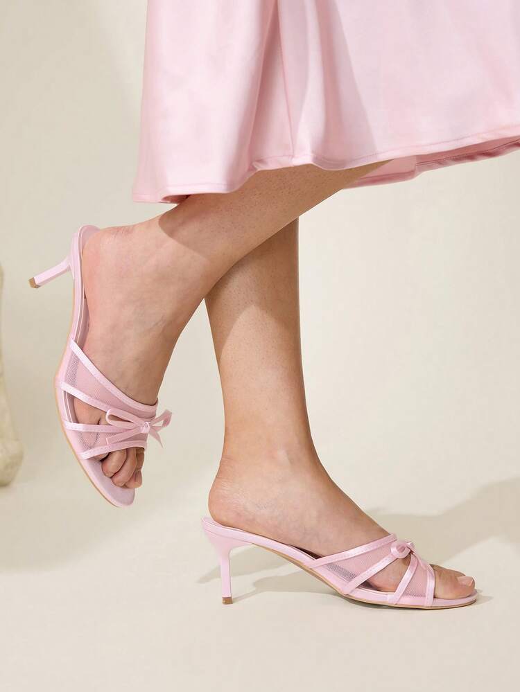 CUCCOO CHICEST Women's White PU + Red & White Plaid Bow & Cherry Decor Cute & Fashion Mules, Comfortable Round Toe High Heel Sandals Wedding Shoes Summer Shoes Bride Shoes