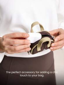 Ví đựng tiền xu mini 0.2L chống nước, viền kim loại, logo, kiểu chần bông, có móc khóa, thích hợp cho du lịch, sử dụng hàng ngày và thường ngày. - Màu nâu 1 - Xem 3