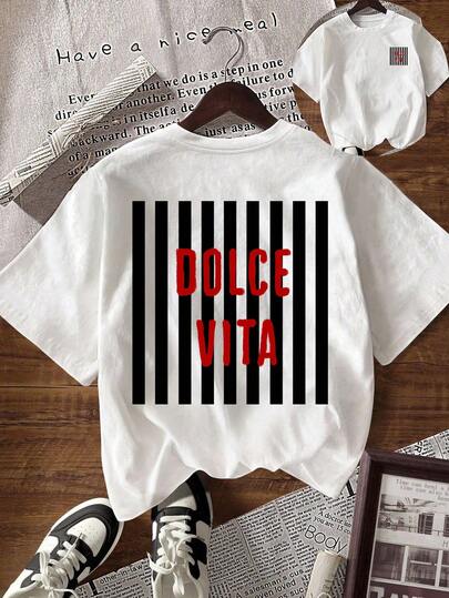 EMERY ROSE Camiseta casual de cuello redondo de manga corta con estampado de rayas, para el verano