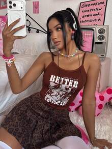 Eraneu 1 pieza Camiseta interior versátil de moda para mujer - Marrón - Ver 1