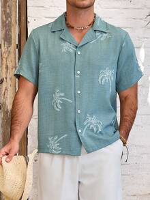 VENTUSAIL Áo sơ mi nam tay ngắn in họa tiết, cài cúc phía trước, kiểu dáng thường ngày, thích hợp cho mùa hè. - Nhiều màu - Xem 5