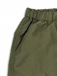 Manfinity Homme Men's Solid Color Casual Pants Men Cargo Pants Army Green - Green - View 4