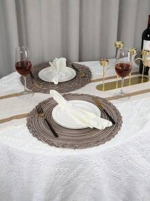 Round Table Placemats Set Of 4/6/8/10 - Woven Heat-Resistant Non-Slip Kitchen Dining Table Mats 15 Inch, Washable, Easy To Clean, Great For Dinner, Barbecue, Indoor And Outdoor Use (Cream) - Brown - View 2