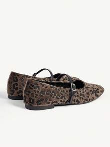 CUCCOO CHICEST Women's Casual Soft-Sole Leopard Print One-Strap Flat Shoes, Suitable For Spring And Autumn - Coffee Brown - View 4