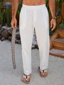 VENTUSAIL Men's White Casual Vacation Pants - White - View 4