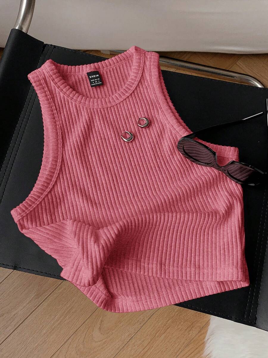 Comfortcana Women's Solid Color Ribbed Brushed Camisole, Suitable For Daily Wear,Summer Top - Redwood - View 1