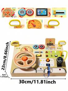 MINKOJA 儿童字母方向盘忙碌板，木制活动板，木制学习益智玩具，汽车零件忙碌板，背面印有大小写字母，拼图学习玩具，复活节，复活节礼物，儿童节玩具，派对礼物，派对礼品袋填充物，减压玩具，儿童活动方块 - 彩色 - 查看 2