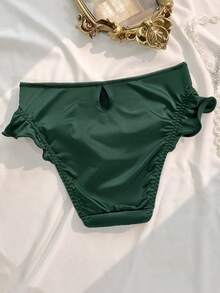 SHEIN 女士纯色镂空休闲日常内裤 - 墨綠色 - 查看 4