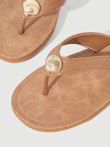 HighSole Flip-Flops Damenbekleidung 2026 Sommer Neu Modisch Vielseitig Flache Rutschfeste Weiche Sohle Strand Kühle Pantoffeln - Braun - Übersicht 5