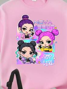 SHEIN 2pcs/Set Young Girl Casual Fashionable Creative Personalized Refreshing Minimalist Cute Virtual Girl Group Cartoon Character Colorful Star Moon Diamond Heart Gradient Print Short T-Shirt And Leggings Outfit, Comfortable Daily Wear, Suitable For Spring, Summer, Autumn - Multicolor - View 4