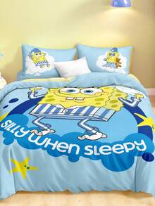 SpongeBob SquarePants | SHEIN 这款三件套印花睡衣被套采用柔软保暖的磨毛面料制成。蓝色被套有多种尺寸可选，适用于单人床、双人床、特大号床和加大号床。 - 混色 - 查看 4