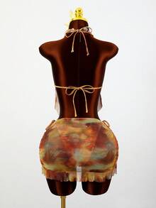 Slaydiva 新款女士亮片流苏比基尼套装，适合海滩、度假和约会，春夏款 - 彩色 - 查看 2