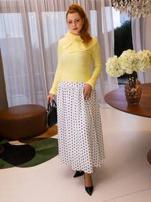 Gretanique 女式高领紧身长袖黄色毛衣，秋冬 - 黃色 - 查看 6