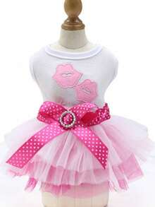 PETSIN 1 Piece Small Size Soft Tulle Fabric Comfortable Breathable Lightweight Elastic Waist Easy To Wear Cute Stylish Heart Lip Print Pink Blue Colors Pet Tulle Skirt Pet Dress Pet Clothing For Dogs Cats Teddy Bichon Frise Holiday Gift For Pet Lovers Dog Owners Daily Wear Party Photography Home Use Pet Apparel Pet Fashion Essentials Small Dog Cat Outfits Fancy Pet Skirt Pet Gown Pet Wardrobe Accessories - Multicolor - View 11