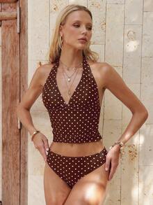 Swim Mod Áo tắm tankini hở lưng gợi cảm in chấm bi dành cho nữ, kiểu dáng đi biển. - Nhiều màu - Xem 3