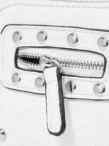 Viva Strut 1件装女士白色仿皮斜挎包，手提包，时尚、个性、简约、百搭、街头风，适合甜美酷女孩、辣妹、Y2K风格，日常、购物、约会皆宜 - 白色1 - 查看 7