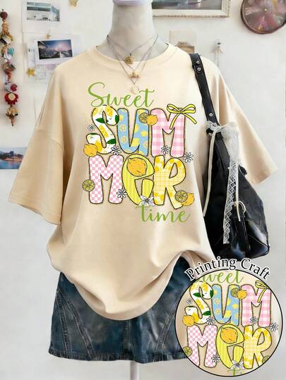 Lalippa Women's Colorful Print Oversized T-Shirt